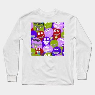 monster fun - red, green, lilac Long Sleeve T-Shirt